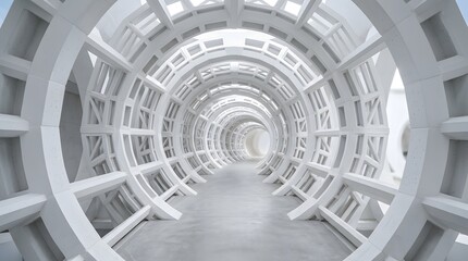 Fototapeta premium Abstract futuristic white tunnel corridor