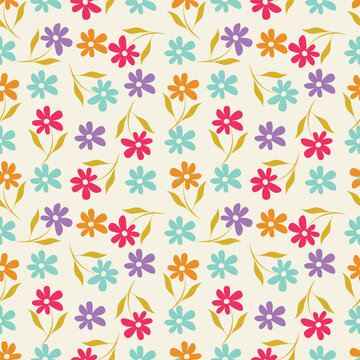 allover vector flowers pattern on brown background