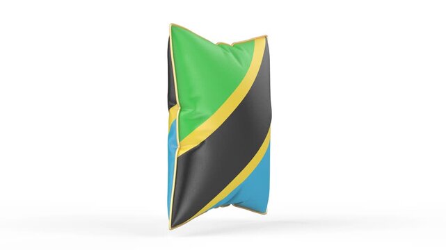 Pillow with the flag of Tanzania on white background