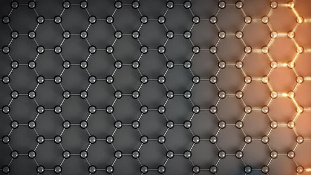 Graphene heat conductivity loop Metal. This nano technology 3D animation represents thermal conductivity.