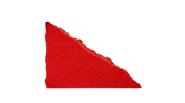 Red torn paper corner isolated on transparent background