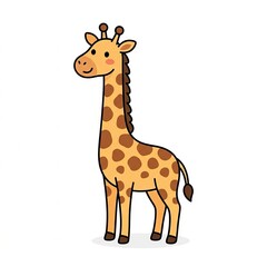 Fototapeta premium Cute cartoon giraffe with spots, isolated on white background, illustration