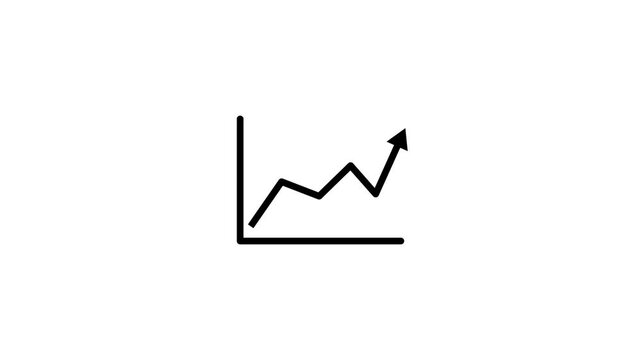 Statistics bars columns growth arrow up. Abstract business growth and graph chart icon animation on white background.