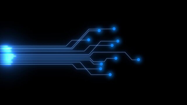 mondo, hi tech, sfondo internet comunicazione. Internet Hi Tech Digital World, Glowing Blue Light Connections, 4K Motion Graphics Loop..