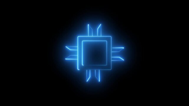 Central processing unit computer chip with pulsating circuit board and electric current flowing in abstract digital environment for advanced ai computing and data processing technology 4K video.