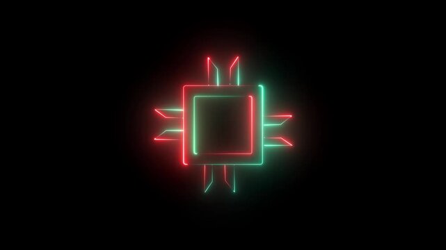 Central processing unit computer chip with pulsating circuit board and electric current flowing in abstract digital environment for advanced ai computing and data processing technology 4K video.