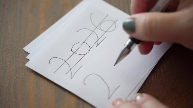 The year &ldquo;2026&rdquo; being crossed out and rewritten as &ldquo;2027,&rdquo; a simple symbolic moment representing new year transition, change, and forward-looking optimism.