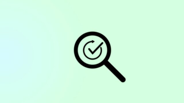 Quality Assurance and Certification Compliance Concept. A magnifying glass with checkmark surrounded by business icon, Quality Document Verification, Corporate Standards, 4K Motion Graphics.