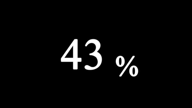 abstract 43 percent animation neon alphabet, 3d number, percentage neon letter typography icon, white icon motion graphic of 43 percent letter animation.