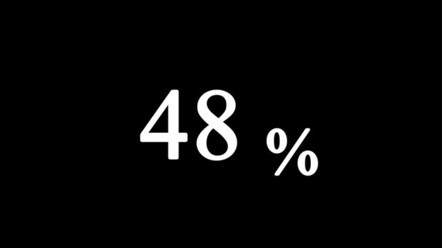 abstract 48 percent animation neon alphabet, 3d number, percentage neon letter typography icon, white icon motion graphic of 48 percent letter animation.