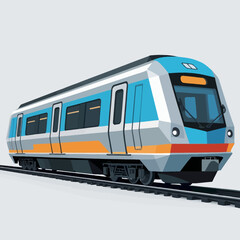 Obraz premium Modern Electric Train Traveling on Tracks.
