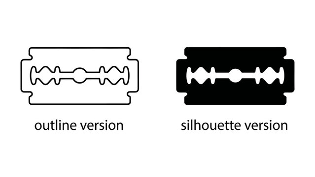 Razor Blade Outline and Silhouette: A simple graphic representation showing two identical double-edged razor blades, one as a clean outline and the other as a solid silhouette.