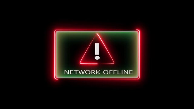 Network offline sign animation for server and internet connection problems or warning message.