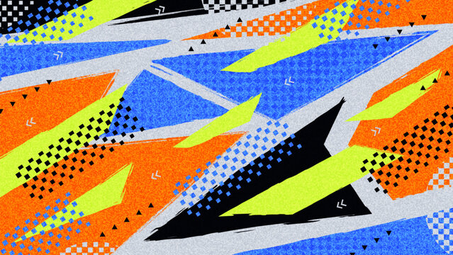 Vibrant and Energetic Sport Background with Geometric Shapes, Halftone Dots, and Texture Effects. Suitable for Esports Events, Fitness Campaigns, Presentation Covers, and Gaming Banners