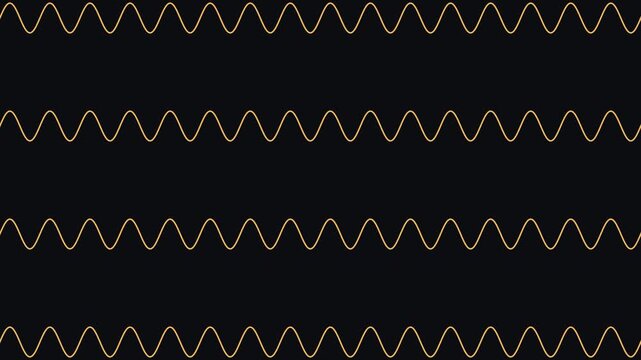 Sinusoidal waves appear as thin golden lines repeating in a rhythmic sequence against black.