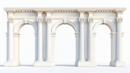 Obraz premium Elegant architectural structure featuring multiple arches and intricate columns, showcasing classical design elements and clean white finish