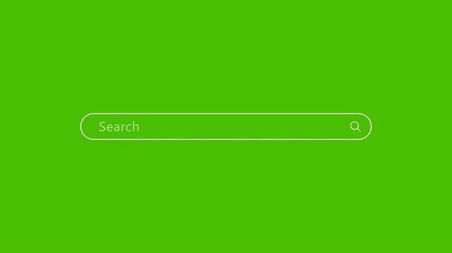 Minimalist white search bar animation with magnifying glass icon on an isolated green screen chroma key background