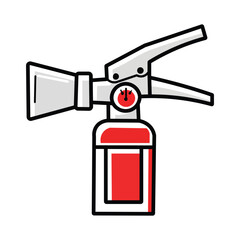 Obraz premium Red fire extinguisher vector illustration with gauge and handle for safety and emergency preparedness