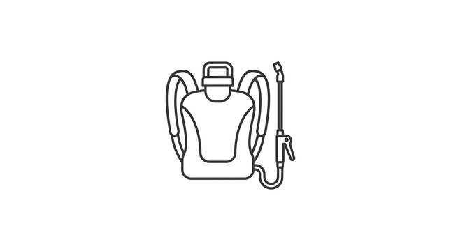 Outline of a backpack sprayer icon for agricultural use with black line art vector crop sprayer illustration