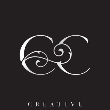 Premium Luxury Silver Gold CC Monogram Vector Logo for Wedding Invitation Card