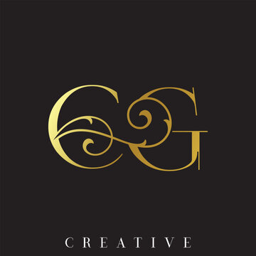 Double Initial  CG Letter Silver Gold Vector Logo for Luxury Boutique Branding