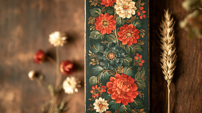 Floral Pattern Design on Wood Background for Home Decor