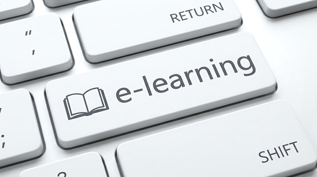 E-learning keyboard key concept with e learning keyboard elearning education