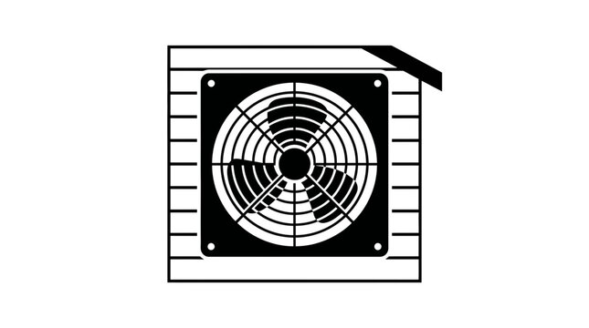 A black and white illustration of a ventilation fan mounted on a structure. The fan has a circular grille with blades visible inside.