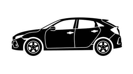 Naklejka premium Silhouette of a modern hatchback car, viewed from the side