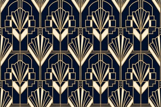 Luxury Art Deco geometric seamless pattern gold and black