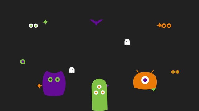 Animated video footage with a dark Halloween background theme.