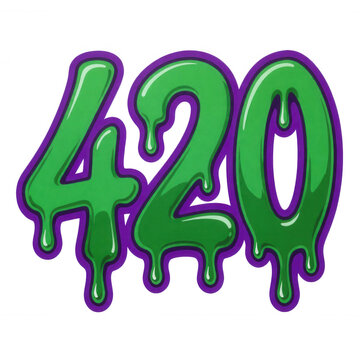 Green Dripping 420 Number Transparent Background