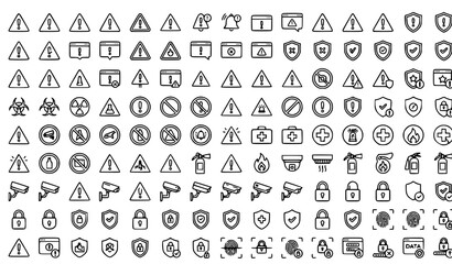Fototapeta premium Modern Warning Alert Thin Line Icon Pack