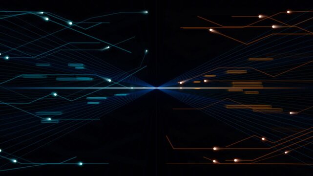 Neon Pink Cyber Grid and Digital Circuit Network Loop Motion Graphic