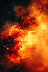 Fototapeta premium Intense Flames and Swirling Smoke Against a Dark Background Captured in High Definition