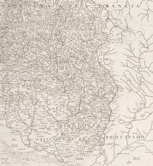 Fototapeta premium Antique spanish map of aragon province with villages. Spain geography