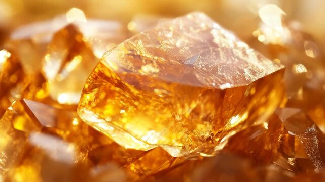 A detailed view of amber beads with light reflections on their surfaces, showcasing the intricate natural patterns and translucent qualities of this gemstone.