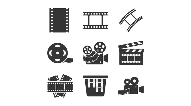 Cinema and film production industry icon set.