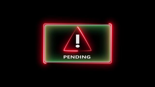 Glowing pending alert sign with exclamation mark on digital screen warning.