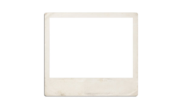 Old vintage polaroid photo frame isolated on transparent background for creative projects.