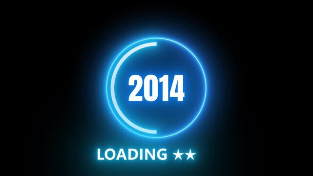 Blue Neon Year Countdown Loading Animation 2000 to 2027, Futuristic Digital Progress Timer Loop 4K Motion Graphics