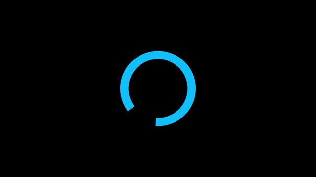 Loading circle animation, Animation spinning load icon with alpha layer transparent background, waiting for download.sky blue loading.