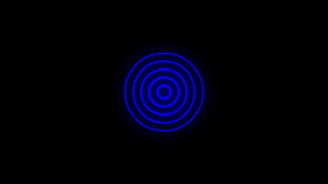 Abstract neon circle radio waves looping background. Abstract neon radio waves signal.Radio wave signal, radar concept.Radio waves seamless animation background video with alpha chanel.4k video