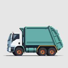 Fototapeta premium Modern garbage truck vehicle illustration with clean design.