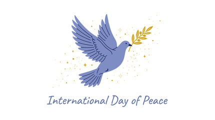 Fototapeta premium Flying Blue Dove with Olive Branch for International Day of Peace
