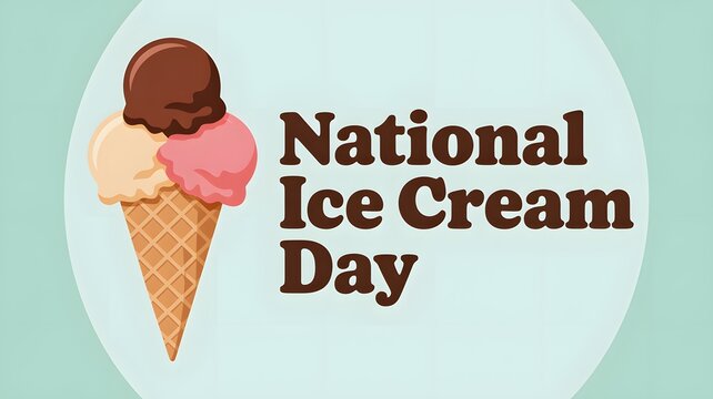 Graphic art featuring a triple flavor waffle cone treat celebrating a fun annual frozen dairy holiday event