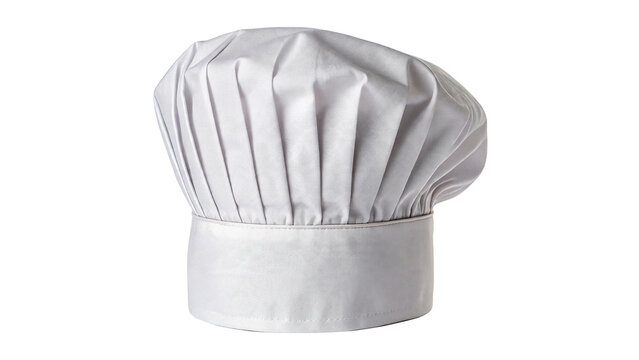 Classic white chefs hat professional toque for cooking uniform isolated on transparent background cut out