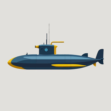 Modern military submarine vessel illustration with yellow accents.
