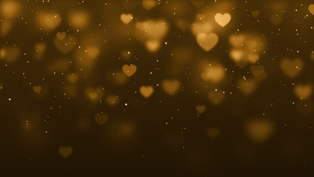 valentines day hearts gold sepia glitter dust lights ,valentine celebration romantic love blur heart fall background