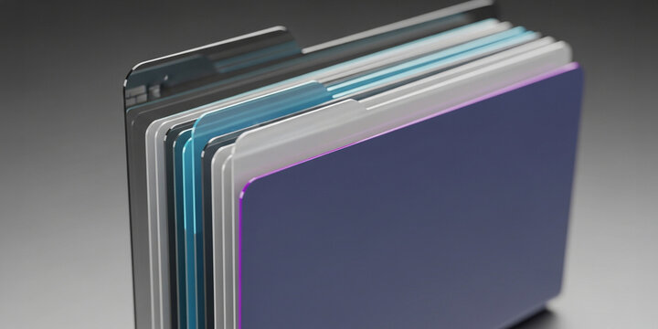 Set of colorful file folders in a row